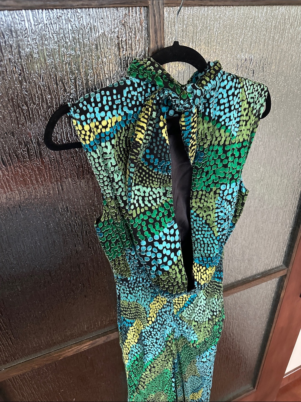 SALONI Fleur Dot Print Dress Sleeveless High-Neck Green Patterned Maxi Dress sz4 - Picture 16 of 17